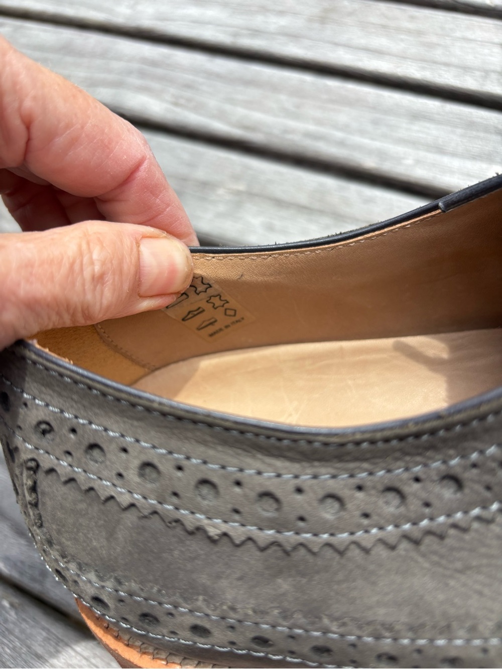 Tod’s Derby Bucature Wing Tip Lace Up Suede Oxfords Sage Green Size 11 - Picture 12 of 16